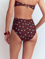 Kythira Ruched Bikini Bottoms-Chocolate And Blue Painted Dot / Boden Sale