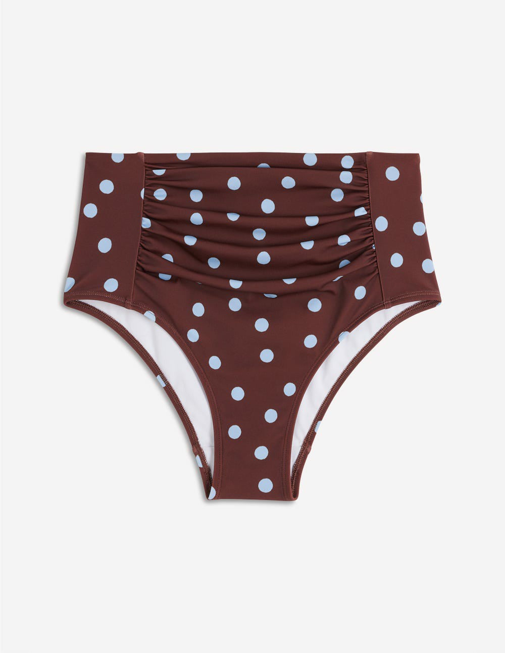 Kythira Ruched Bikini Bottoms-Chocolate And Blue Painted Dot / Boden Sale