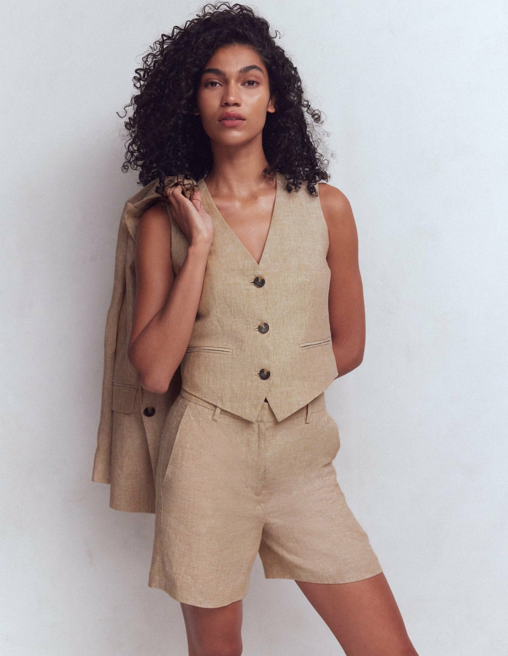 Belgravia Linen Shorts-Cappuccino Chambray / Boden Discount