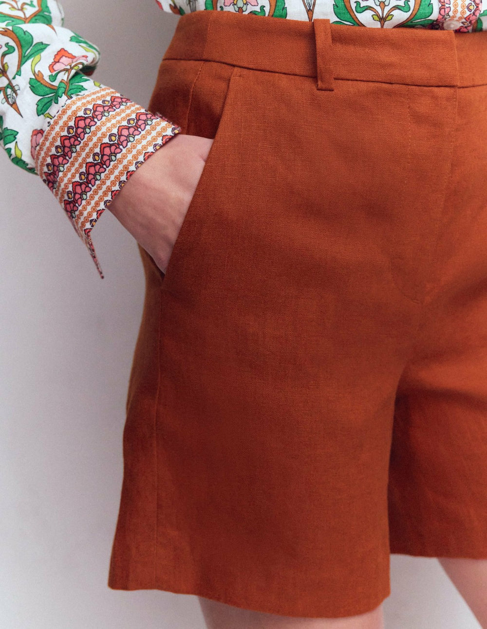 Belgravia Linen Shorts-Burnt Orange / Boden On sale