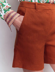 Belgravia Linen Shorts-Burnt Orange / Boden On sale
