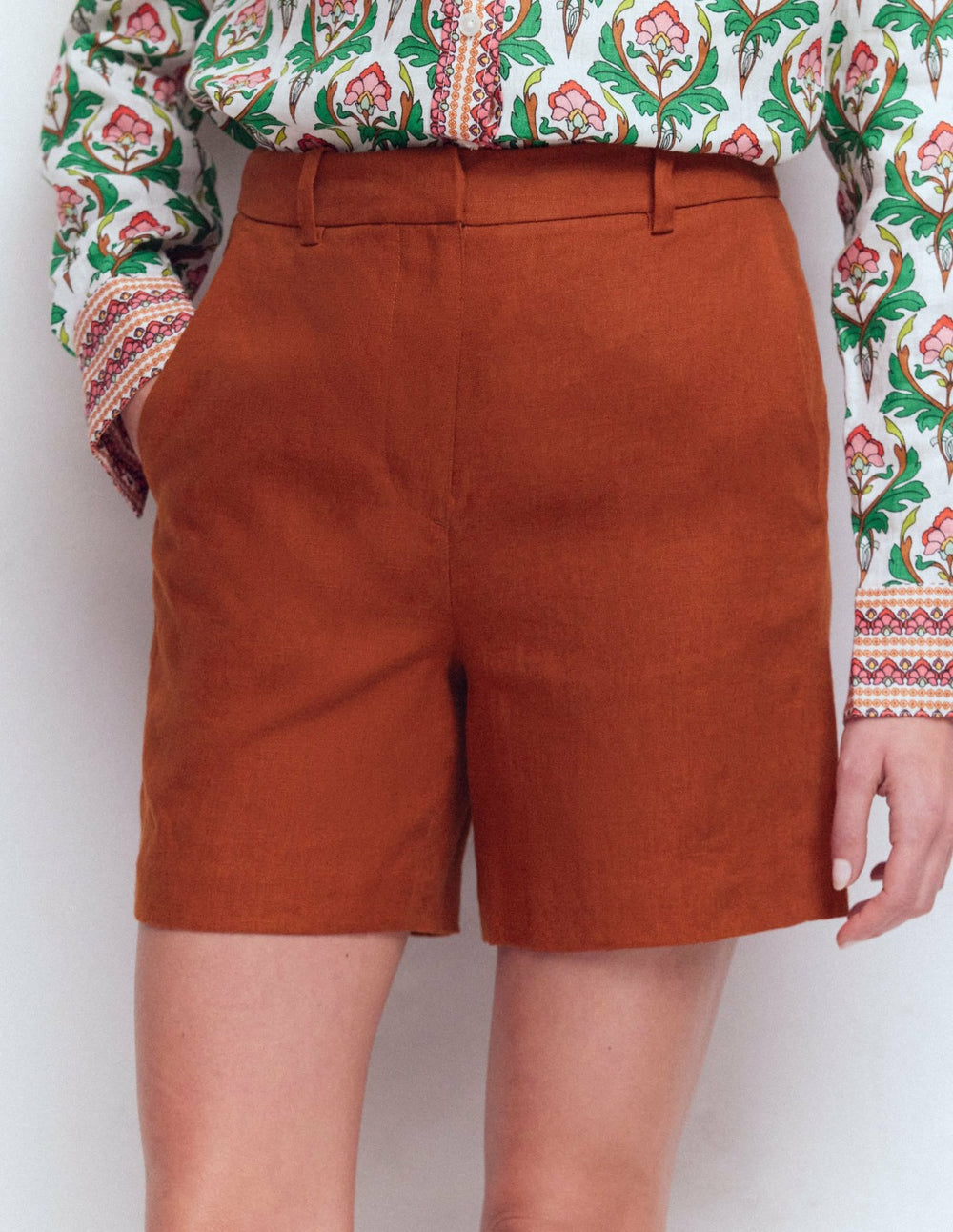 Belgravia Linen Shorts-Burnt Orange / Boden On sale