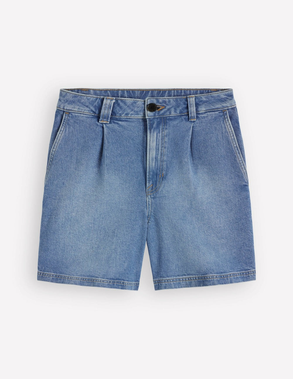 Pleat Front Denim Shorts-Light Vintage / Boden Sale
