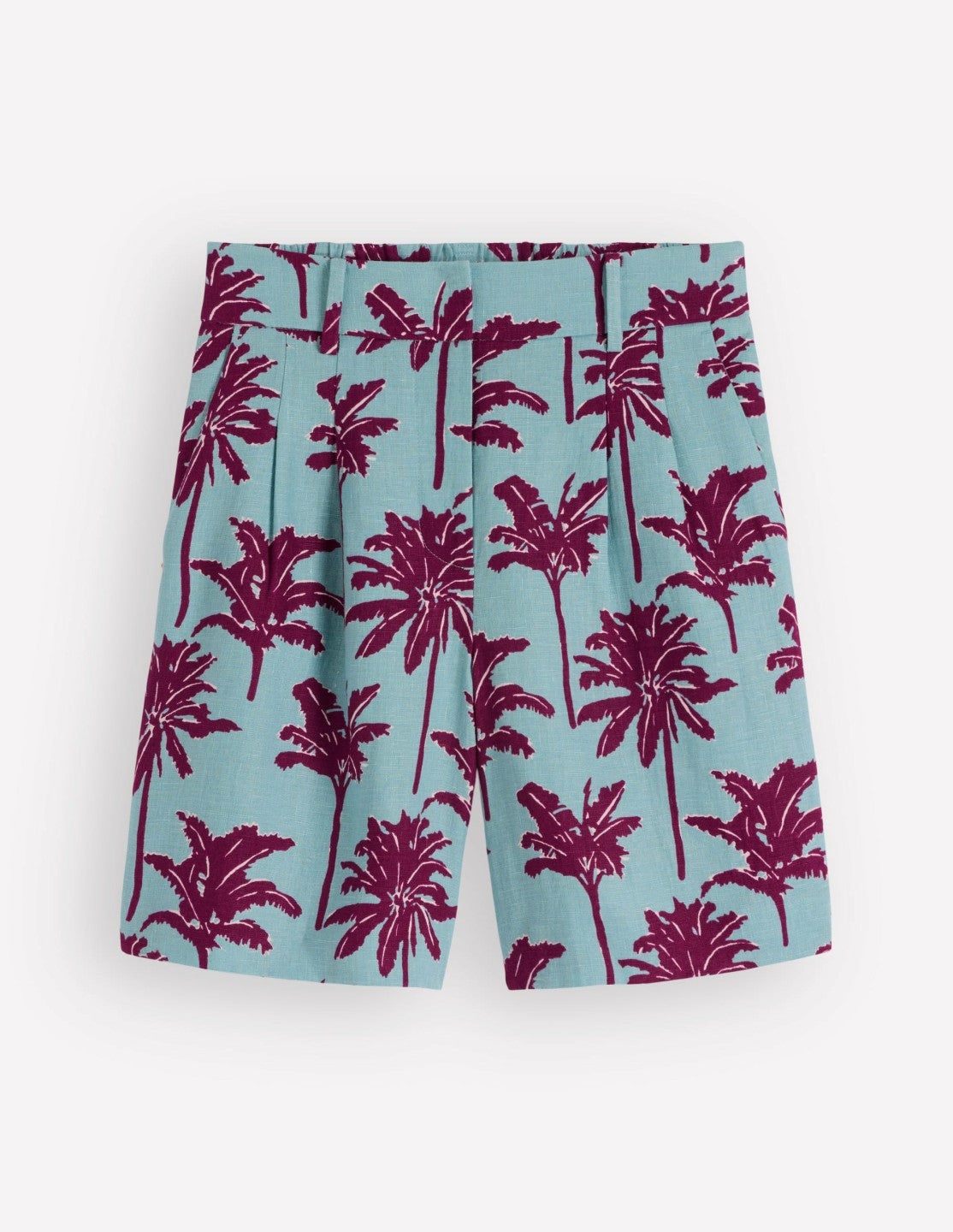 Kensington Linen Shorts-Seamist Blue, Palm Paradise / Boden Discount