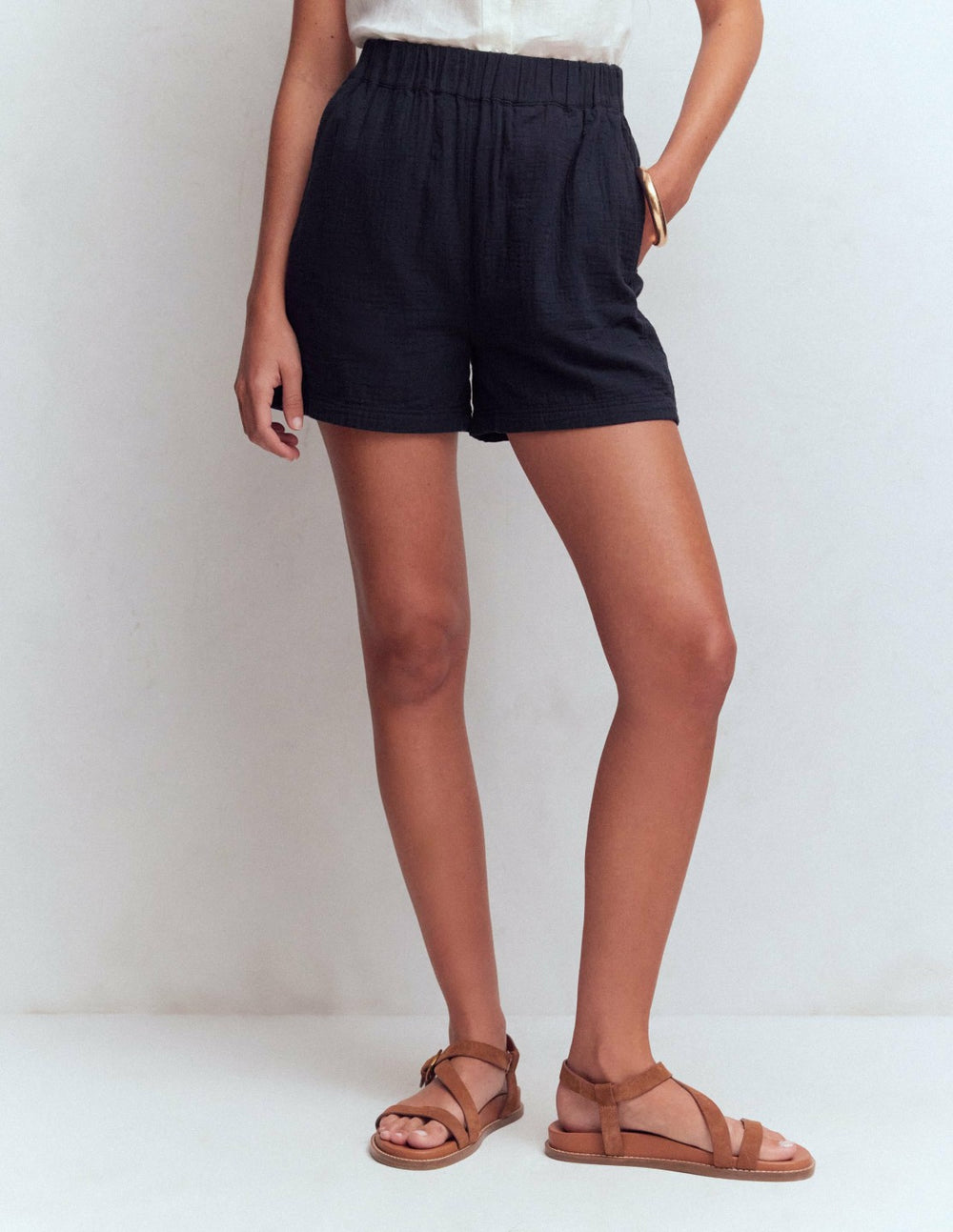 Pull On Double Cloth Shorts-Navy / Boden On sale
