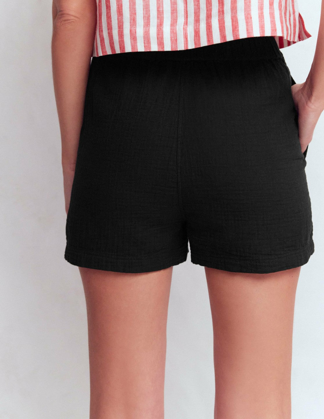Pull On Double Cloth Shorts-Black / Boden Sale