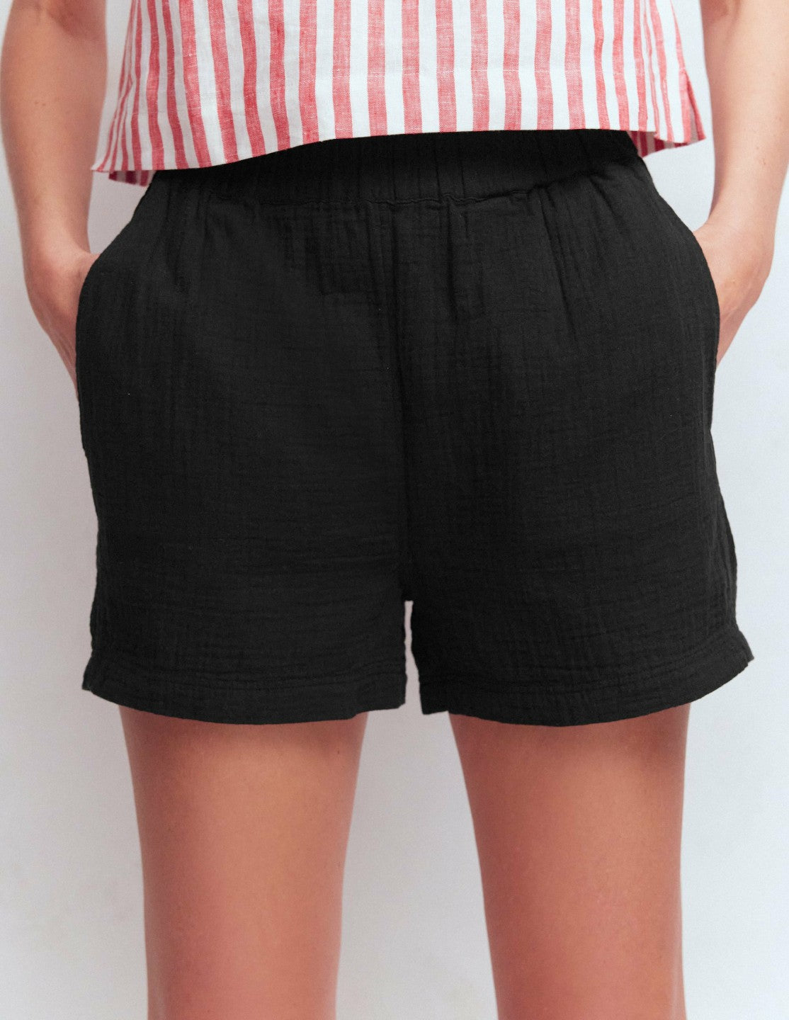 Pull On Double Cloth Shorts-Black / Boden Sale