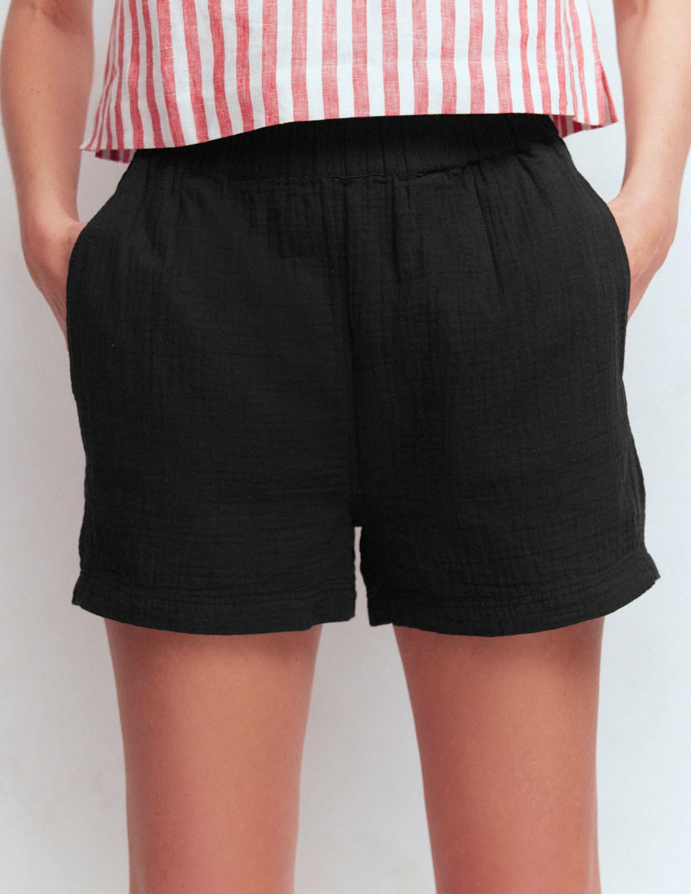 Pull On Double Cloth Shorts-Black / Boden Sale