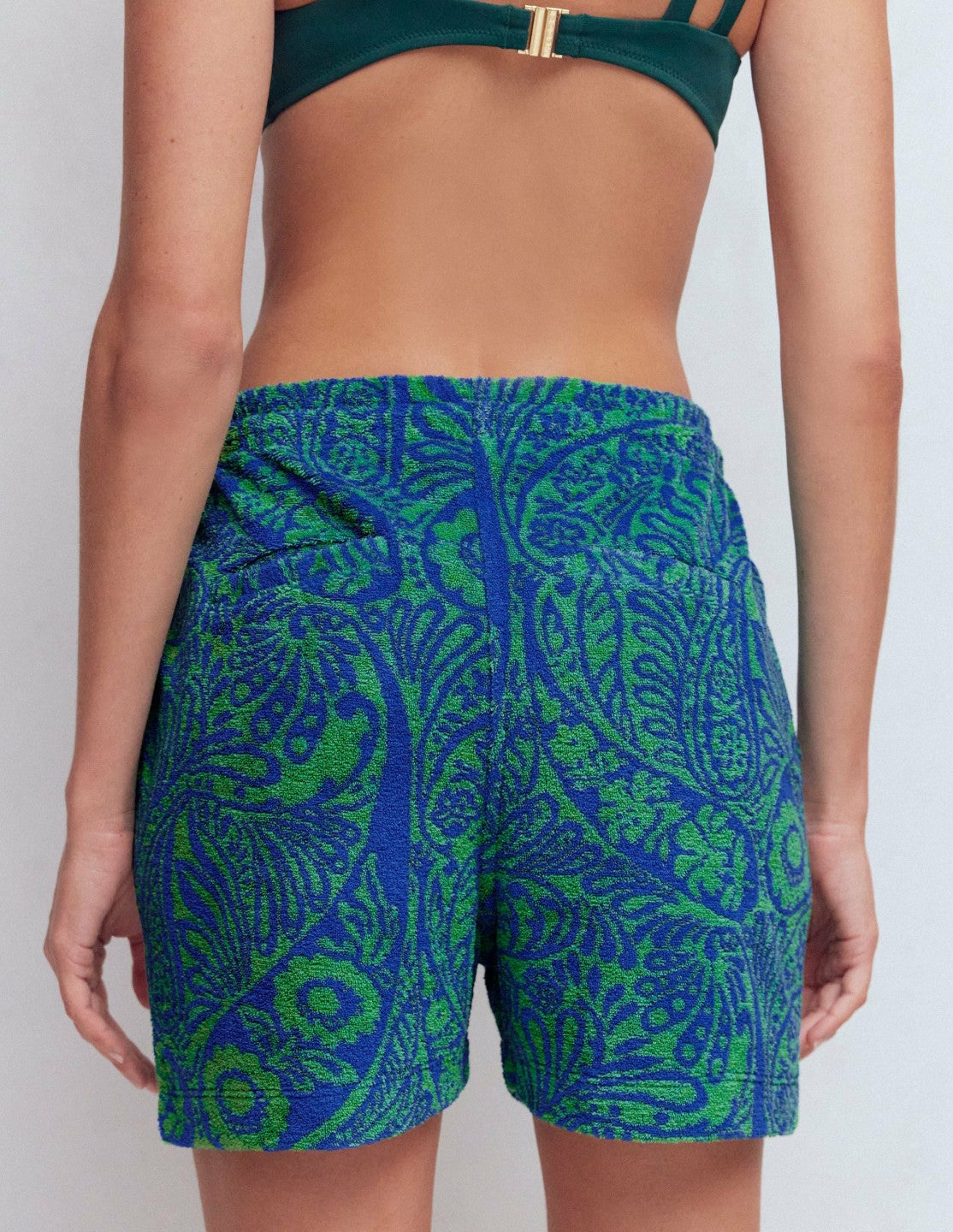 Islington Towelling Shorts-Green/ Blue, Enchanted Paisley / Boden Online