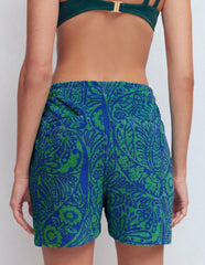 Islington Towelling Shorts-Green/ Blue, Enchanted Paisley / Boden Online
