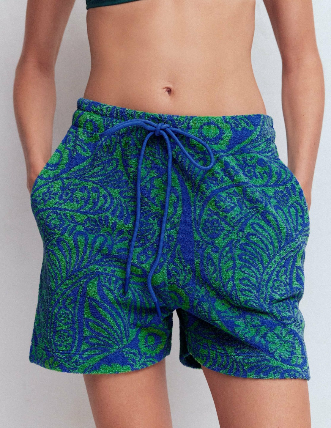 Islington Towelling Shorts-Green/ Blue, Enchanted Paisley / Boden Online