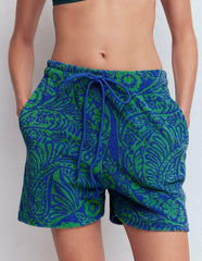 Islington Towelling Shorts-Green/ Blue, Enchanted Paisley / Boden Online