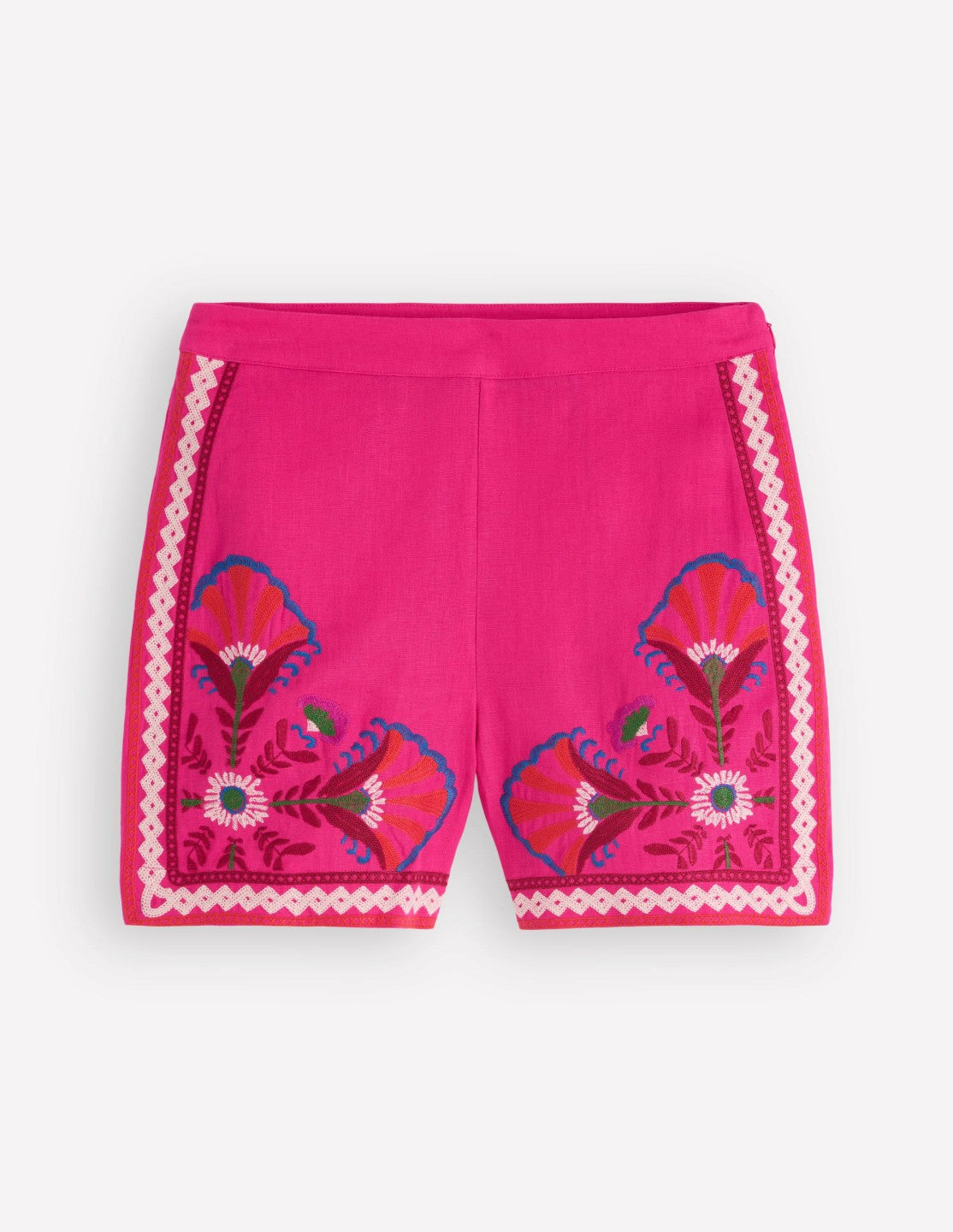 Embroidered Linen Shorts-Pink Peony, Embroidered / Boden On sale