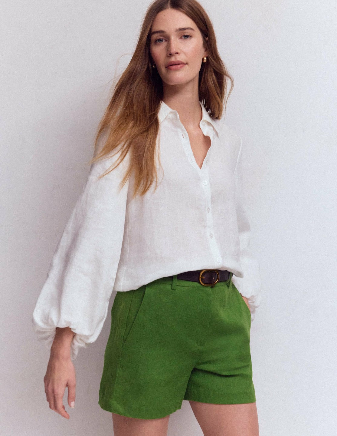Belgravia Linen Shorts-Promenade Green / Boden us