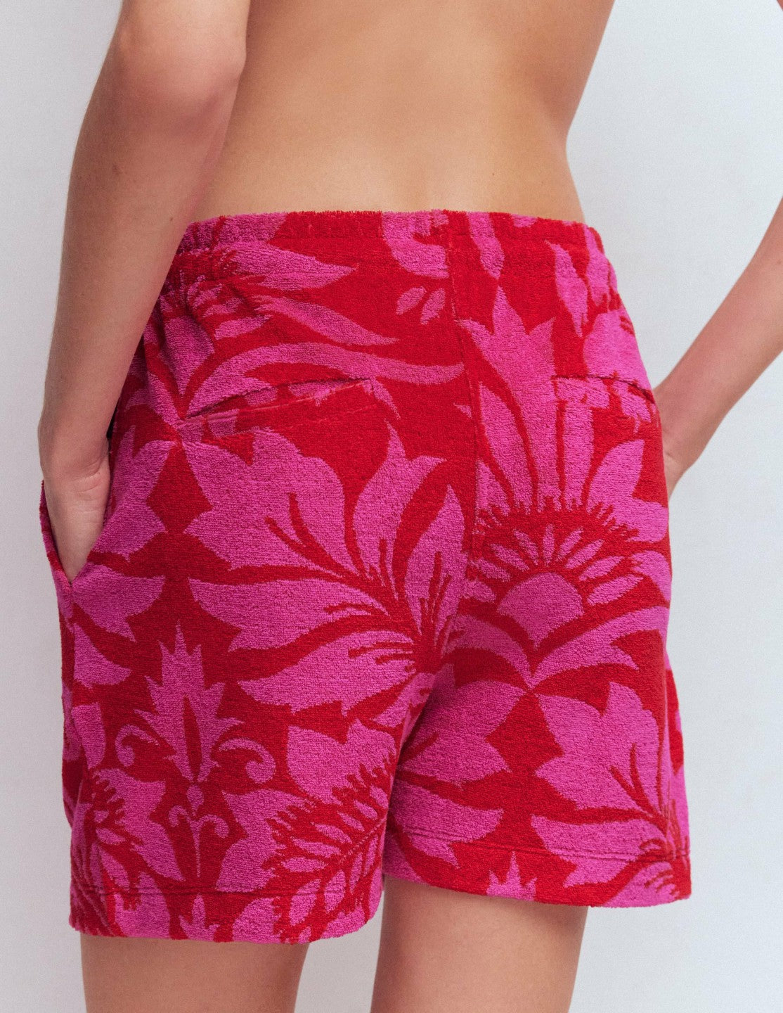 Islington Towelling Shorts-Salsa, Floral / Boden