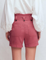 Paperbag Linen Belted Shorts-Cherry Blush / Boden Sale