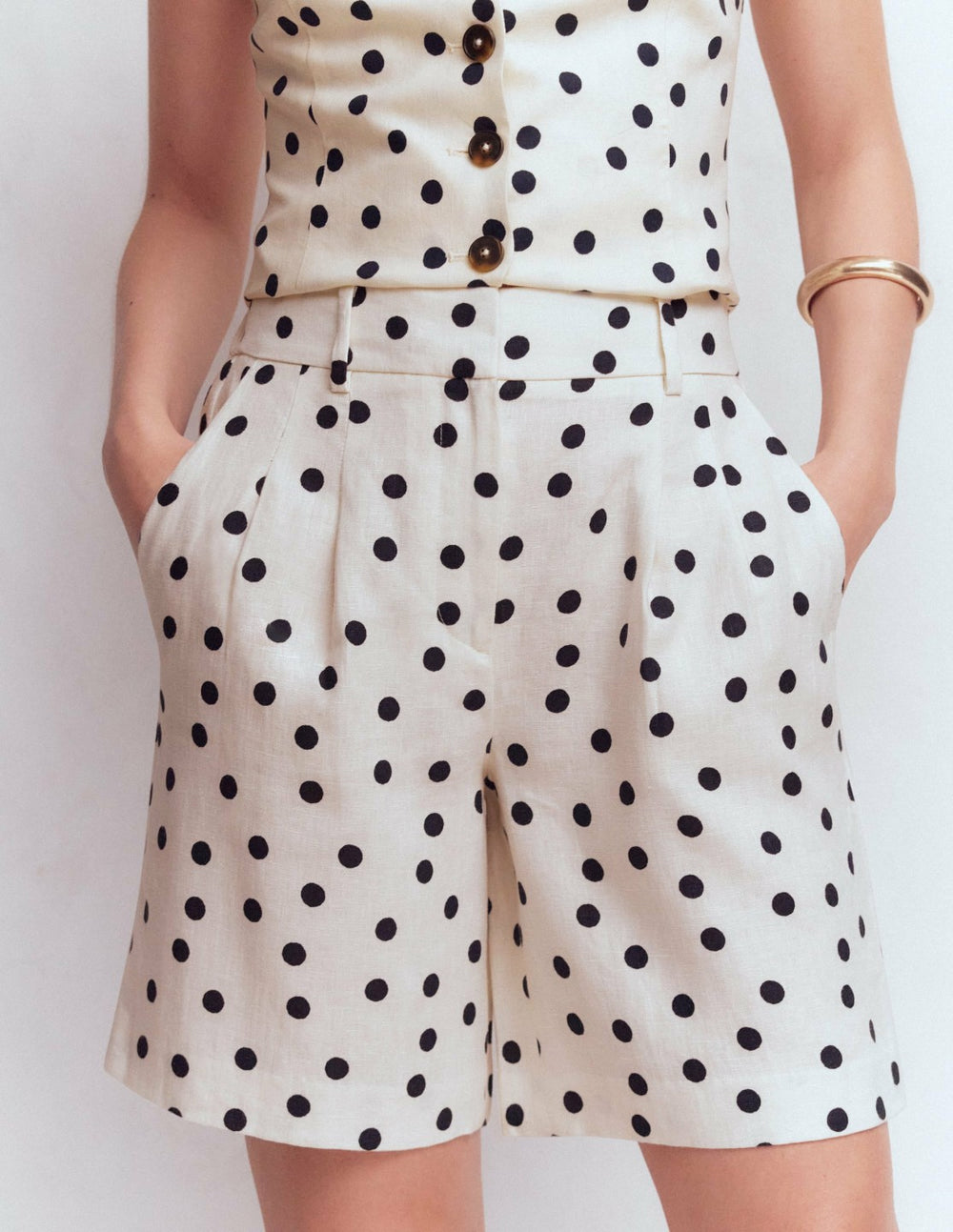 Kensington Linen Shorts-Ivory, Painted Dot / Boden Online