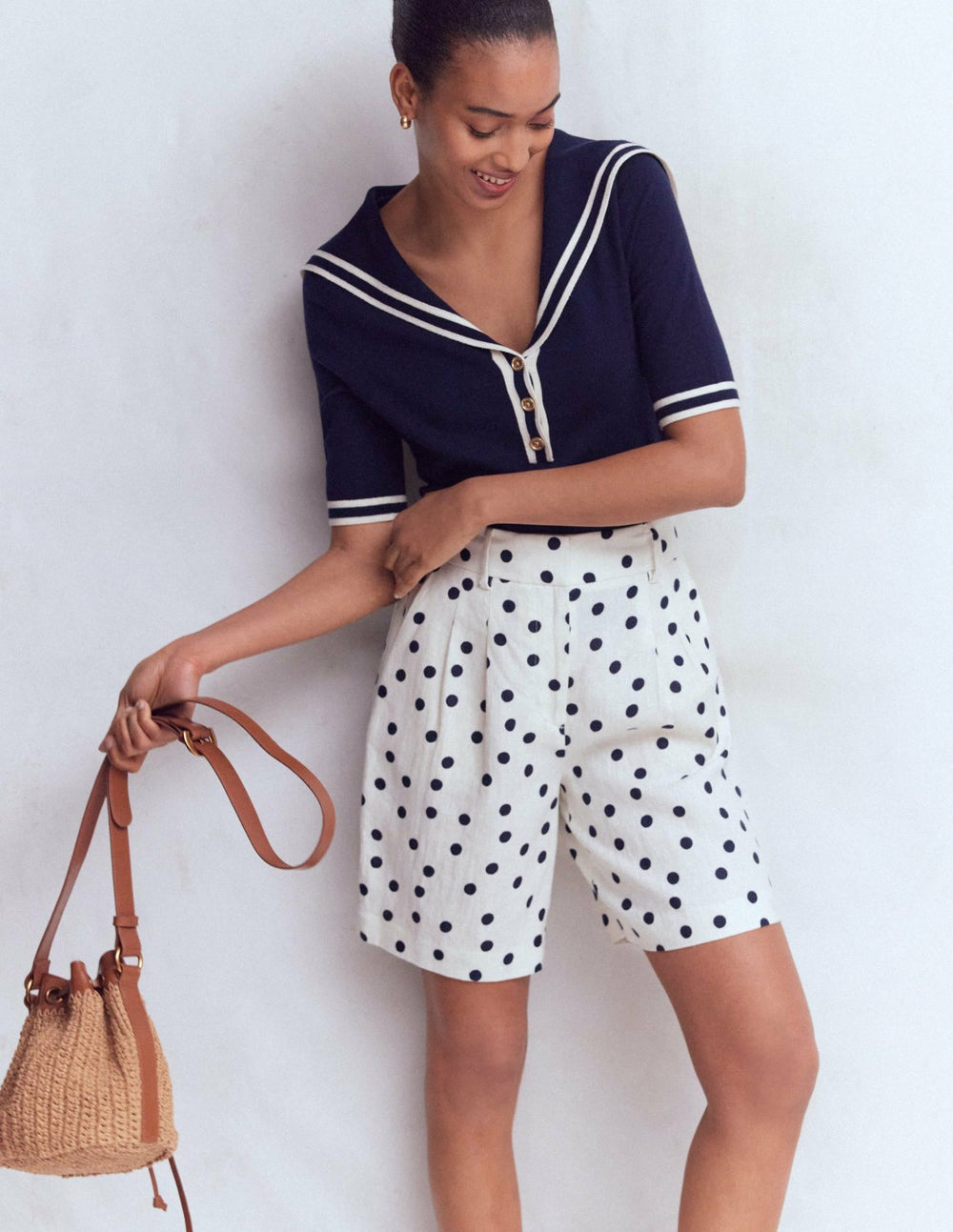 Kensington Linen Shorts-Ivory, Painted Dot / Boden Online