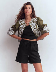 Islington Linen Shorts-Black / Boden Outlet