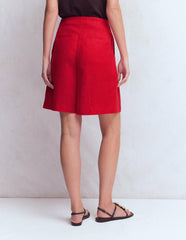 Highbury Pleated Linen Shorts-Deep Red / Boden Discount