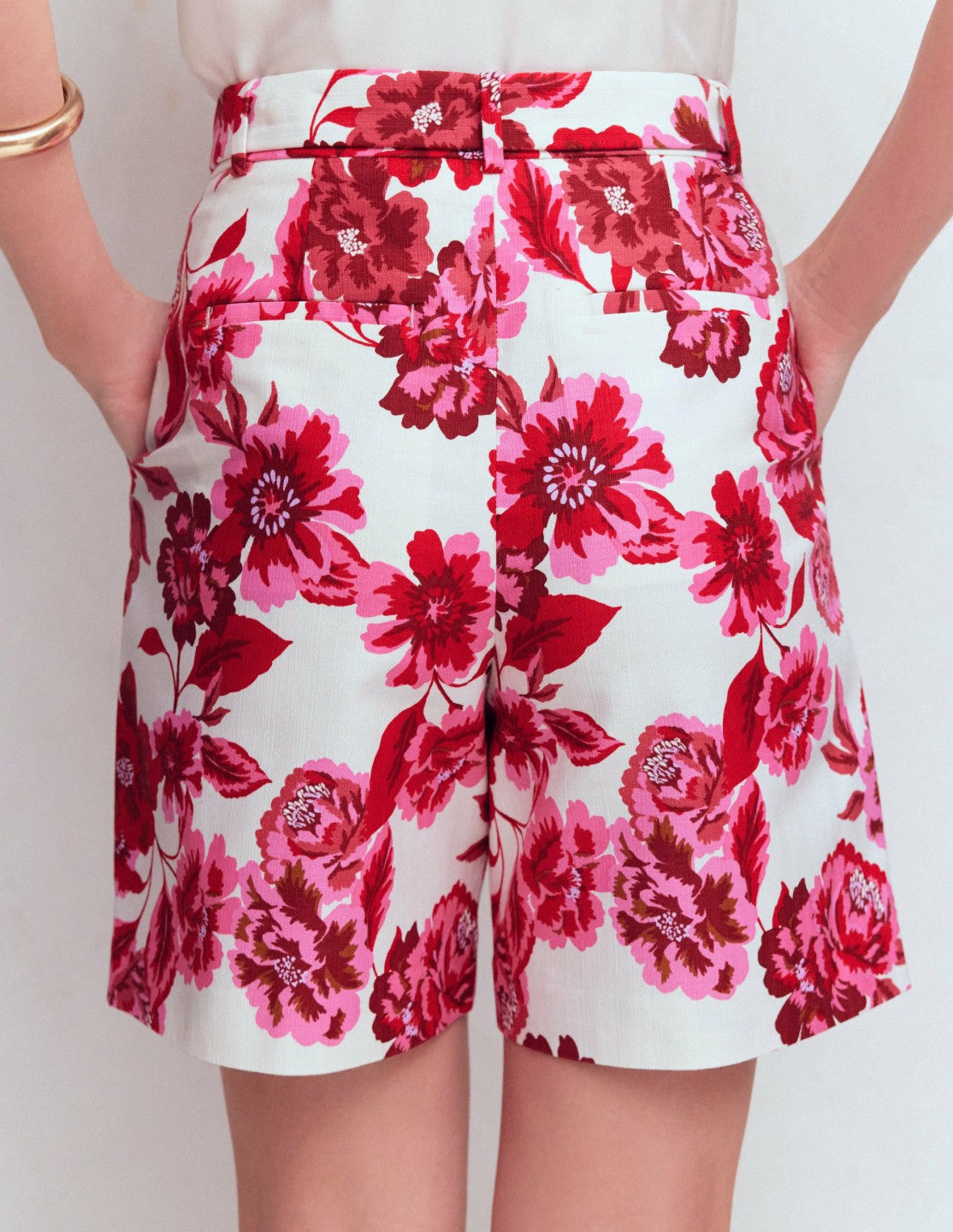 Chelsea Belted Tailored Shorts-Sangria Sunset, Floral Print / Boden us