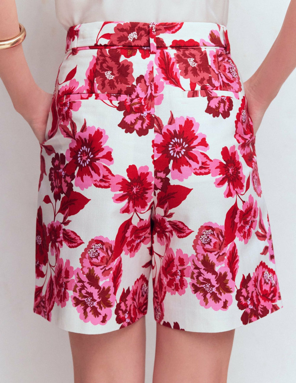 Chelsea Belted Tailored Shorts-Sangria Sunset, Floral Print / Boden us