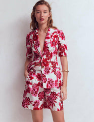 Chelsea Belted Tailored Shorts-Sangria Sunset, Floral Print / Boden us