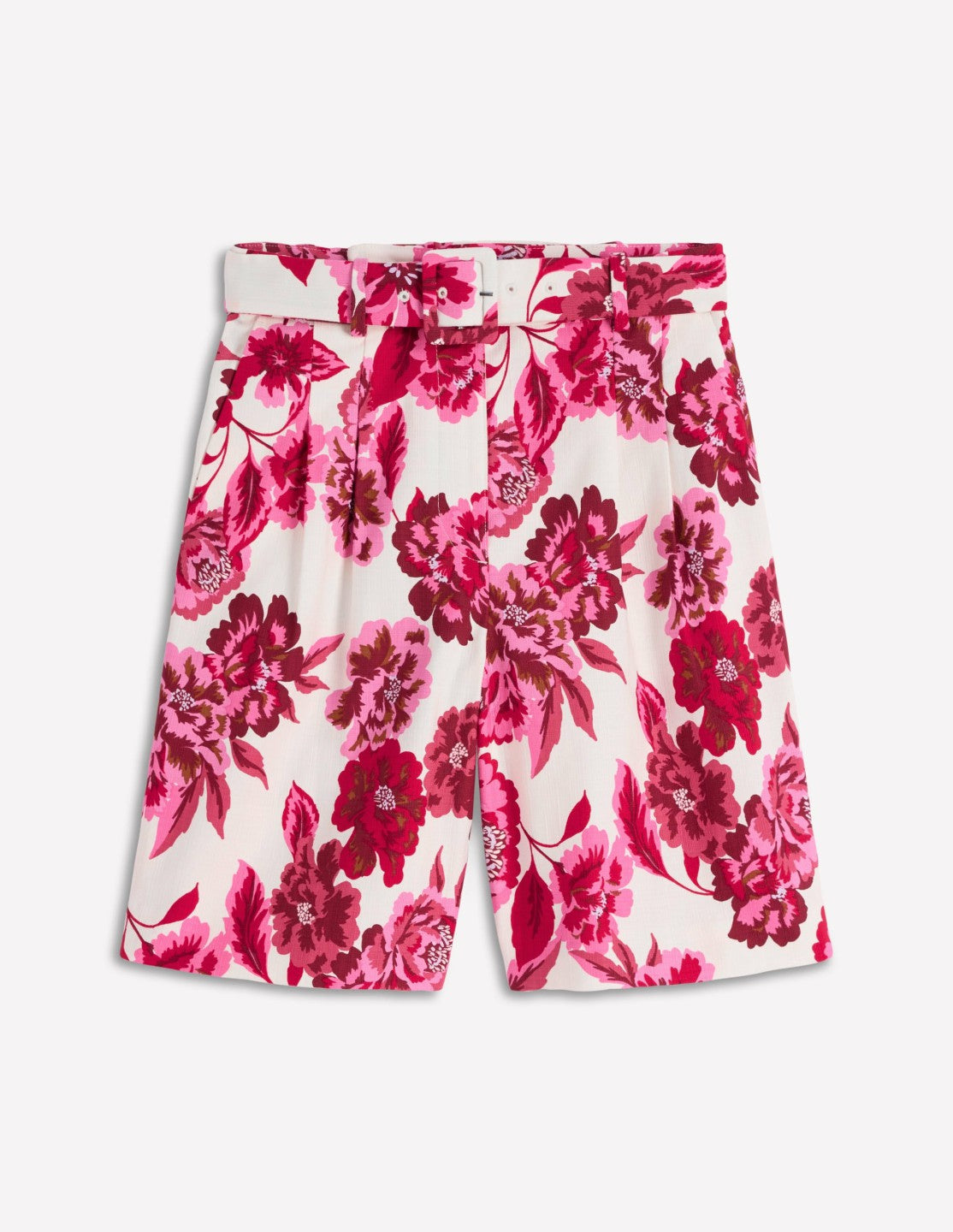 Chelsea Belted Tailored Shorts-Sangria Sunset, Floral Print / Boden us