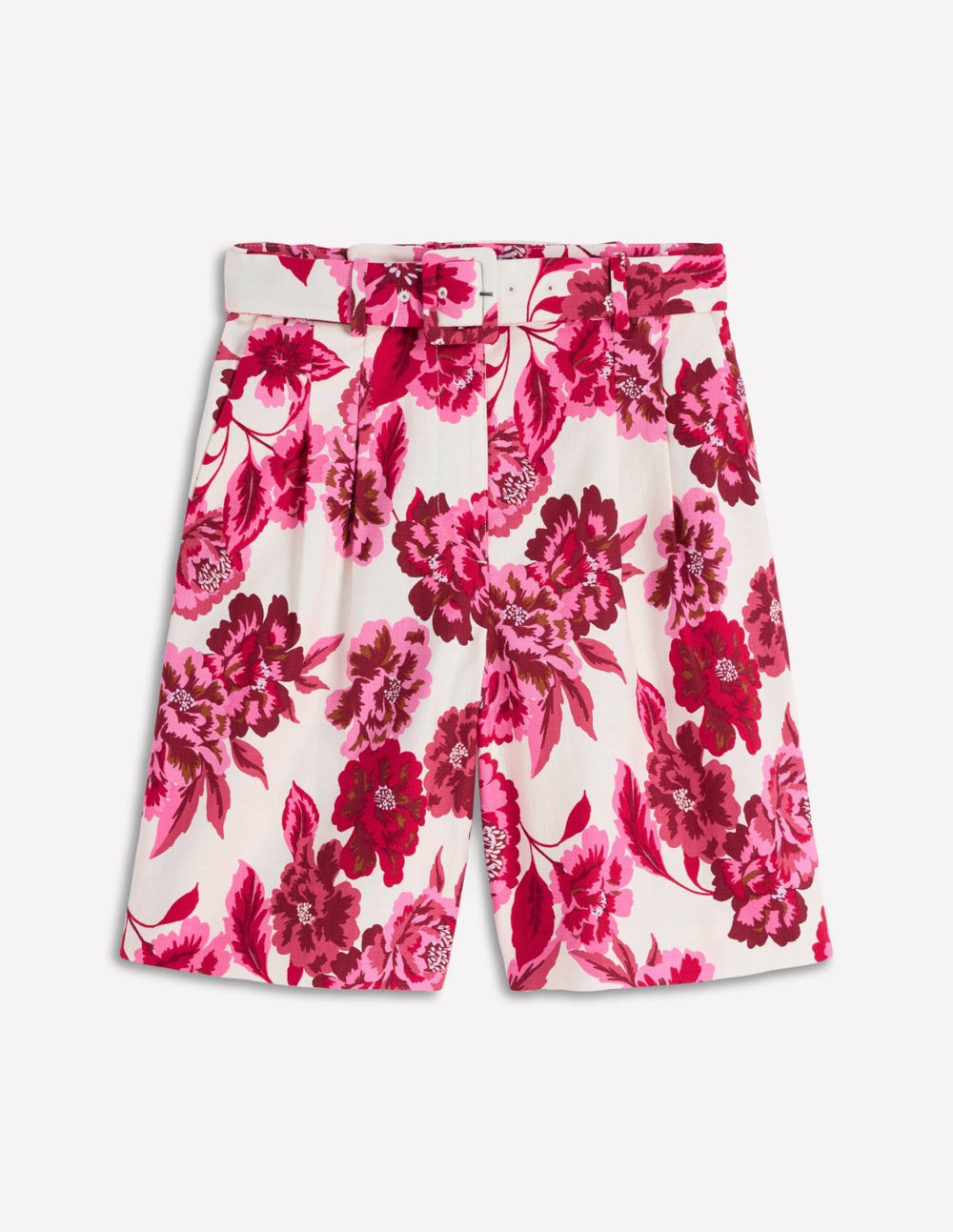 Chelsea Belted Tailored Shorts-Sangria Sunset, Floral Print / Boden us