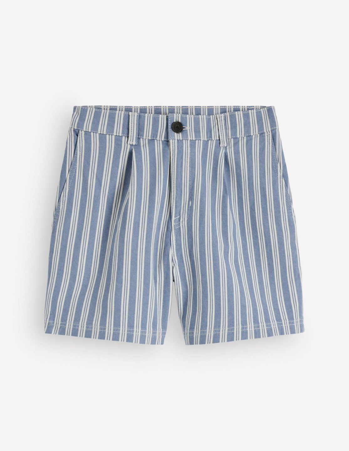 Pleat Front Denim Shorts-Stripe / Boden