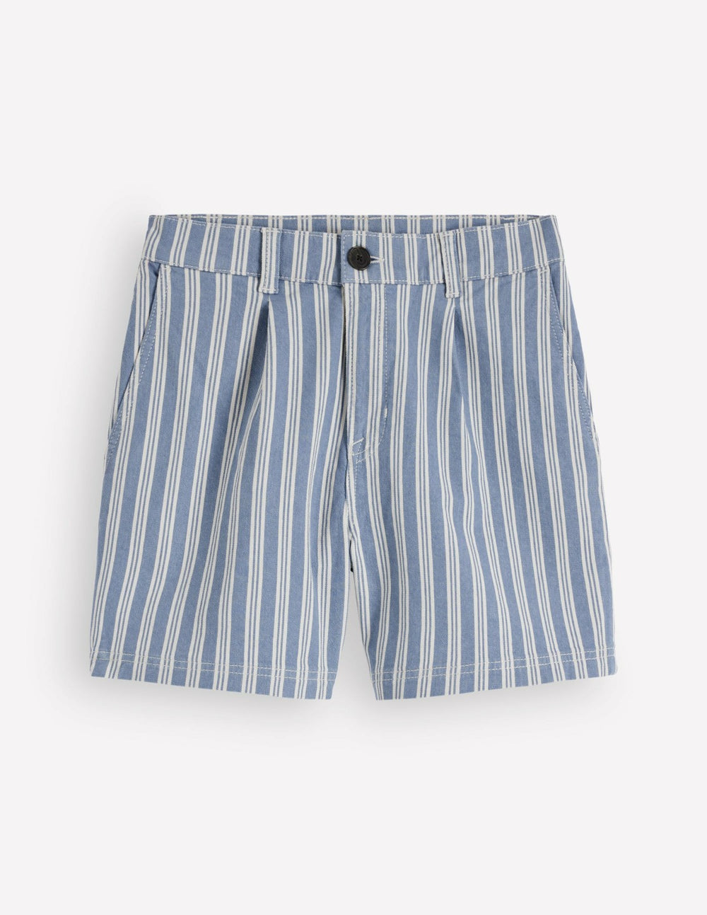 Pleat Front Denim Shorts-Stripe / Boden