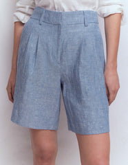 Kensington Linen Shorts-Blue Chambray / Boden Discount