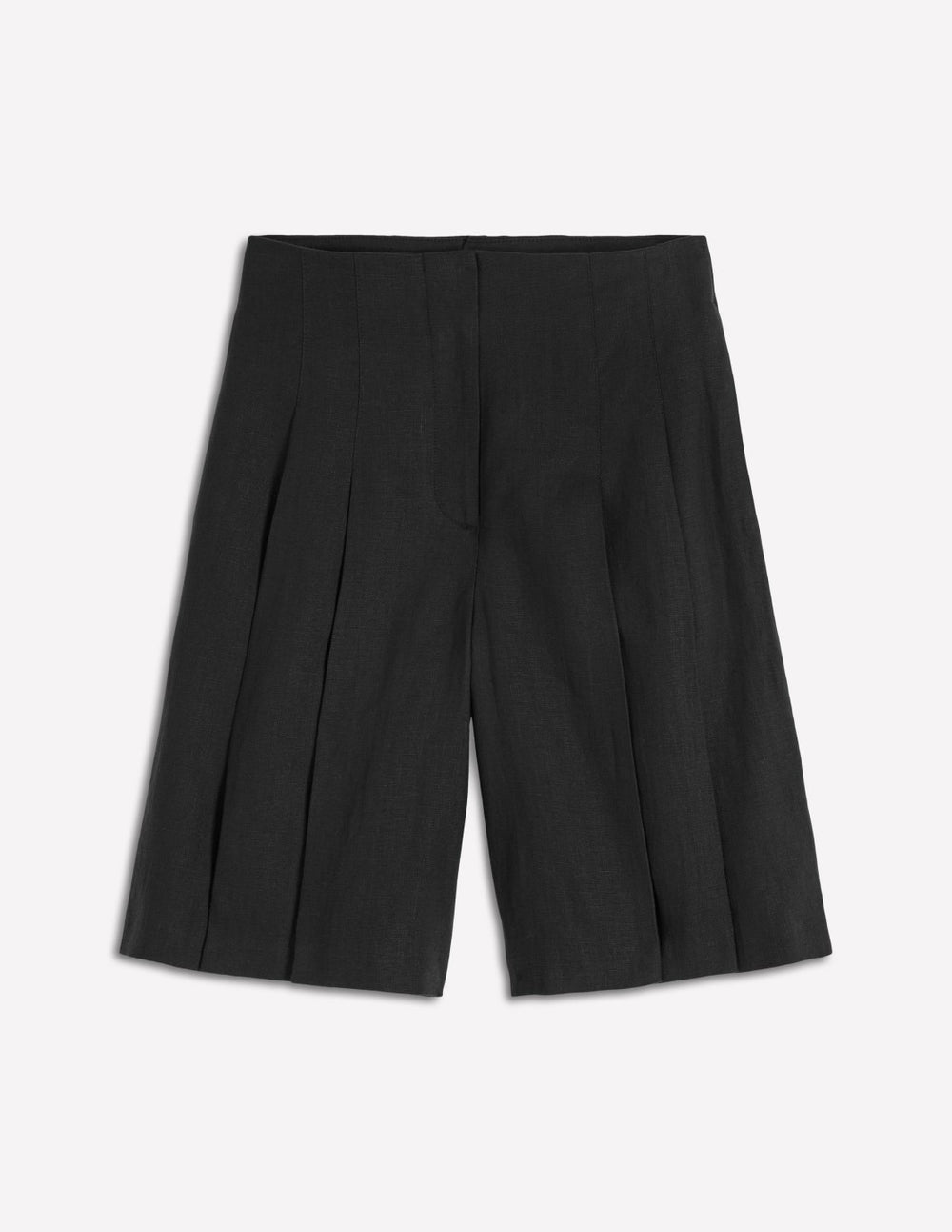 Highbury Pleated Linen Shorts-Black / Boden Online
