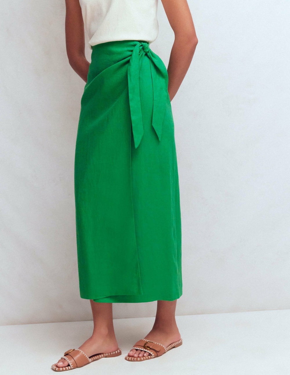 Dimitra Linen Column Skirt-Rich Emerald / Boden Discount