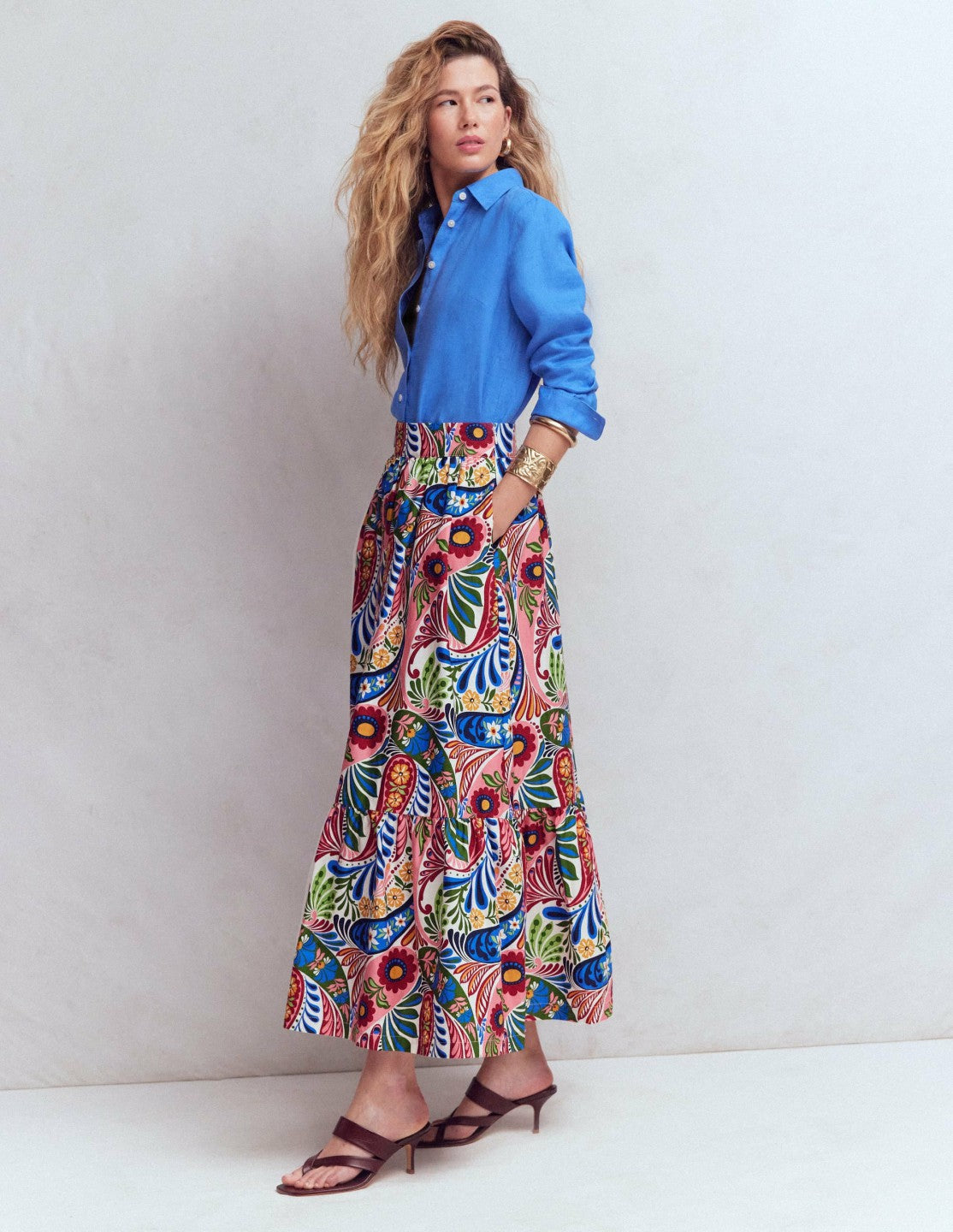 Abigail Poplin Maxi Skirt-Multi, Enchanted Paisley / Boden On sale