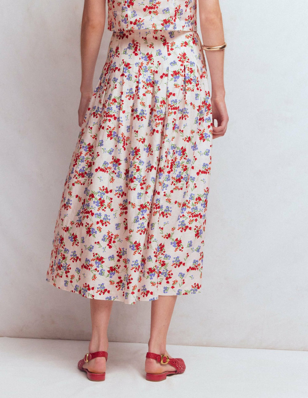 Valentina Linen Skirt-Ivory, Bloom Scatter / Boden us