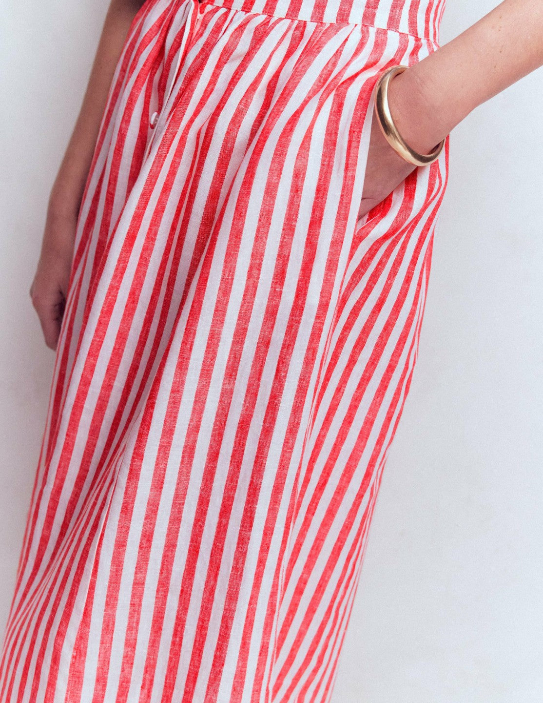 Emma Linen Maxi Skirt-Bright Cherry and Ivory Stripe / Boden