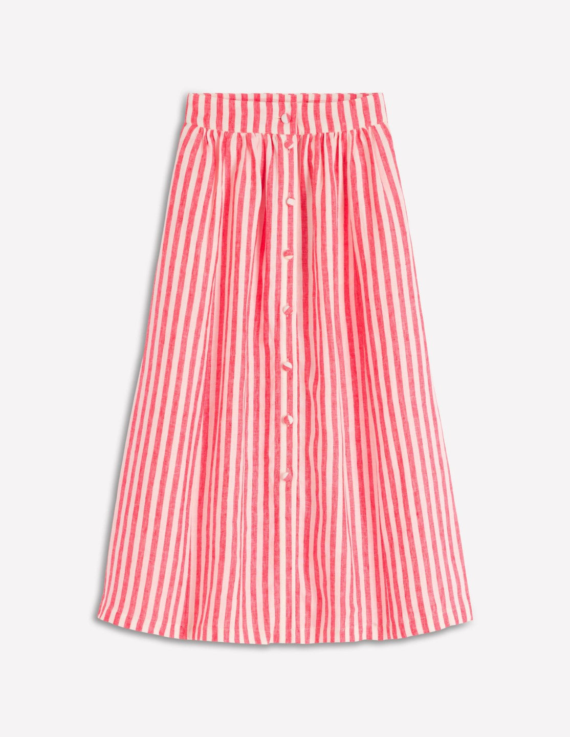 Emma Linen Maxi Skirt-Bright Cherry and Ivory Stripe / Boden