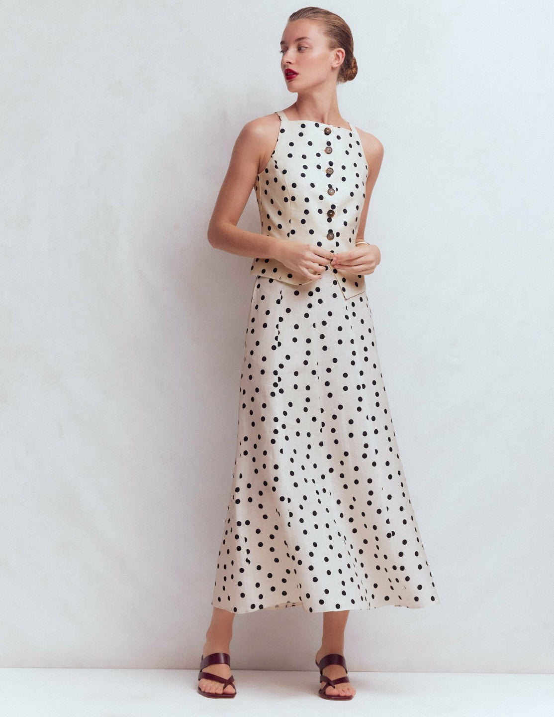 Miriam Linen Maxi Skirt-Ivory, Painted Dot / Boden Discount