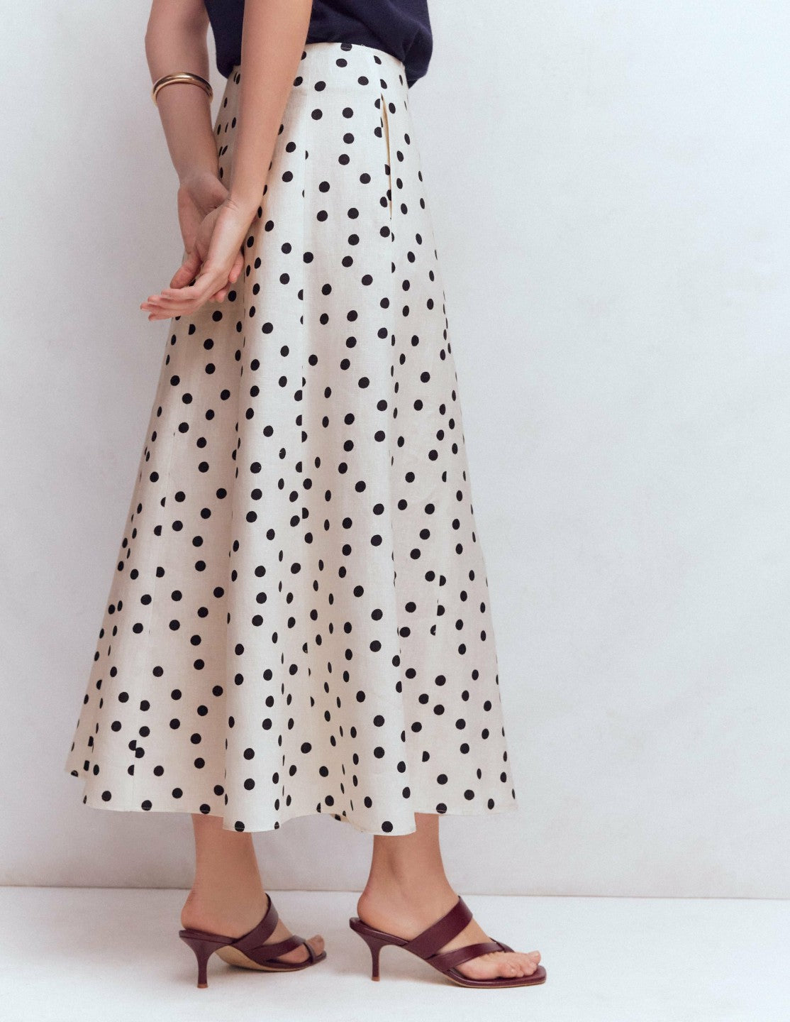 Miriam Linen Maxi Skirt-Ivory, Painted Dot / Boden Discount