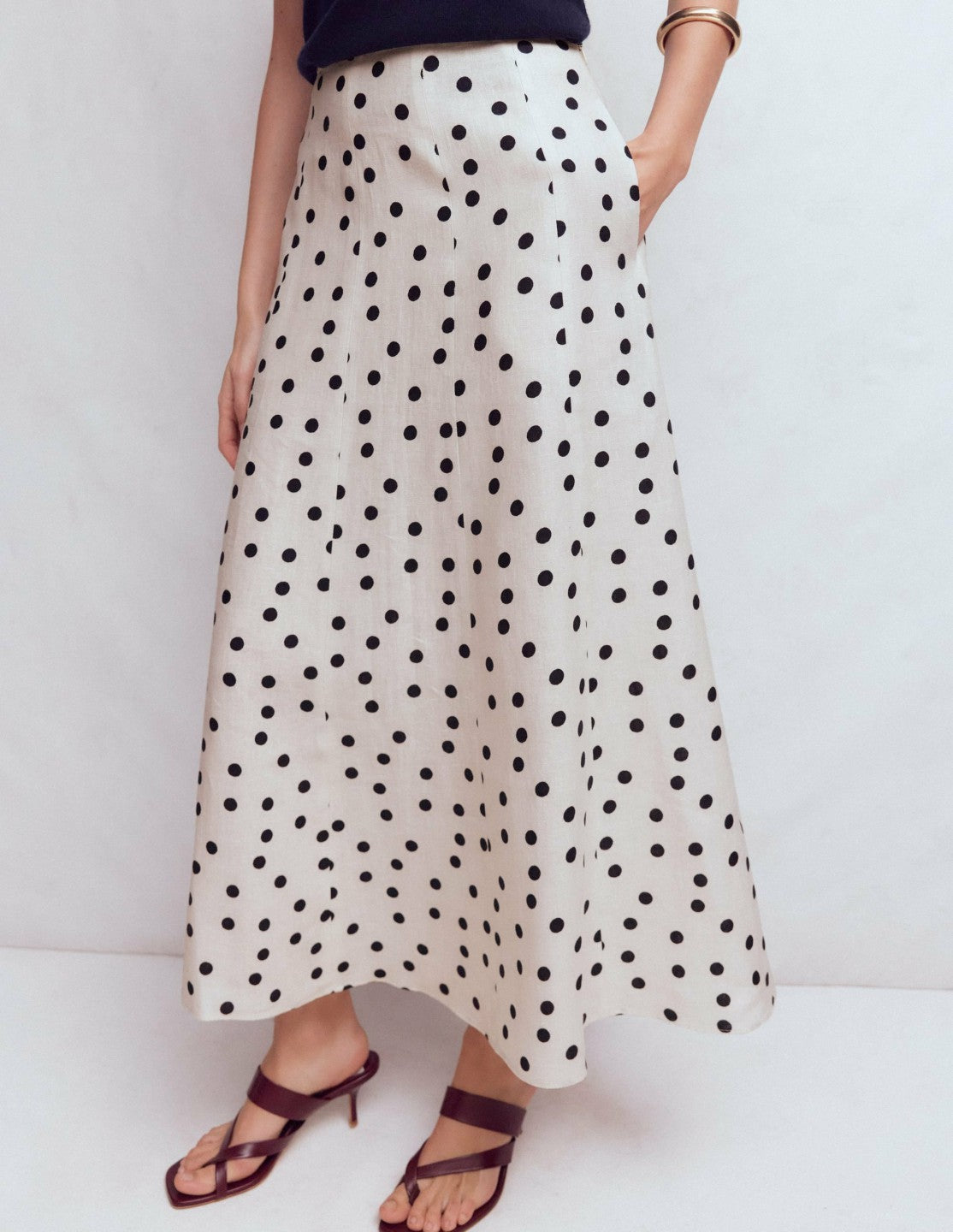 Miriam Linen Maxi Skirt-Ivory, Painted Dot / Boden Discount