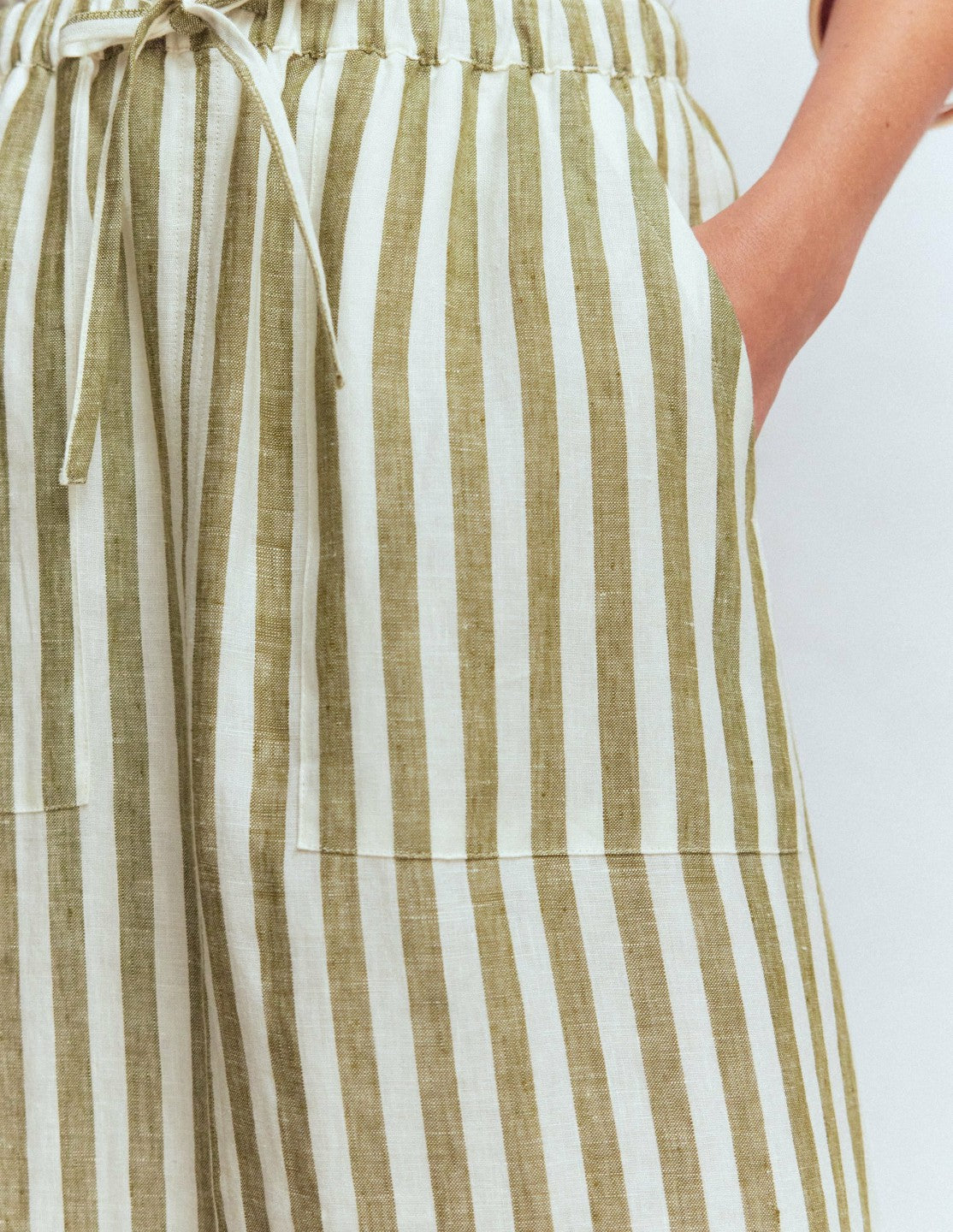 Layla Linen Skirt-Green Stripe / Boden Sale