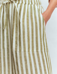 Layla Linen Skirt-Green Stripe / Boden Sale