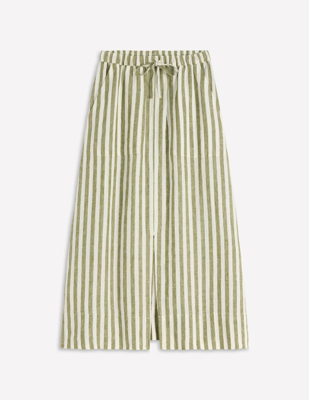 Layla Linen Skirt-Green Stripe / Boden Sale