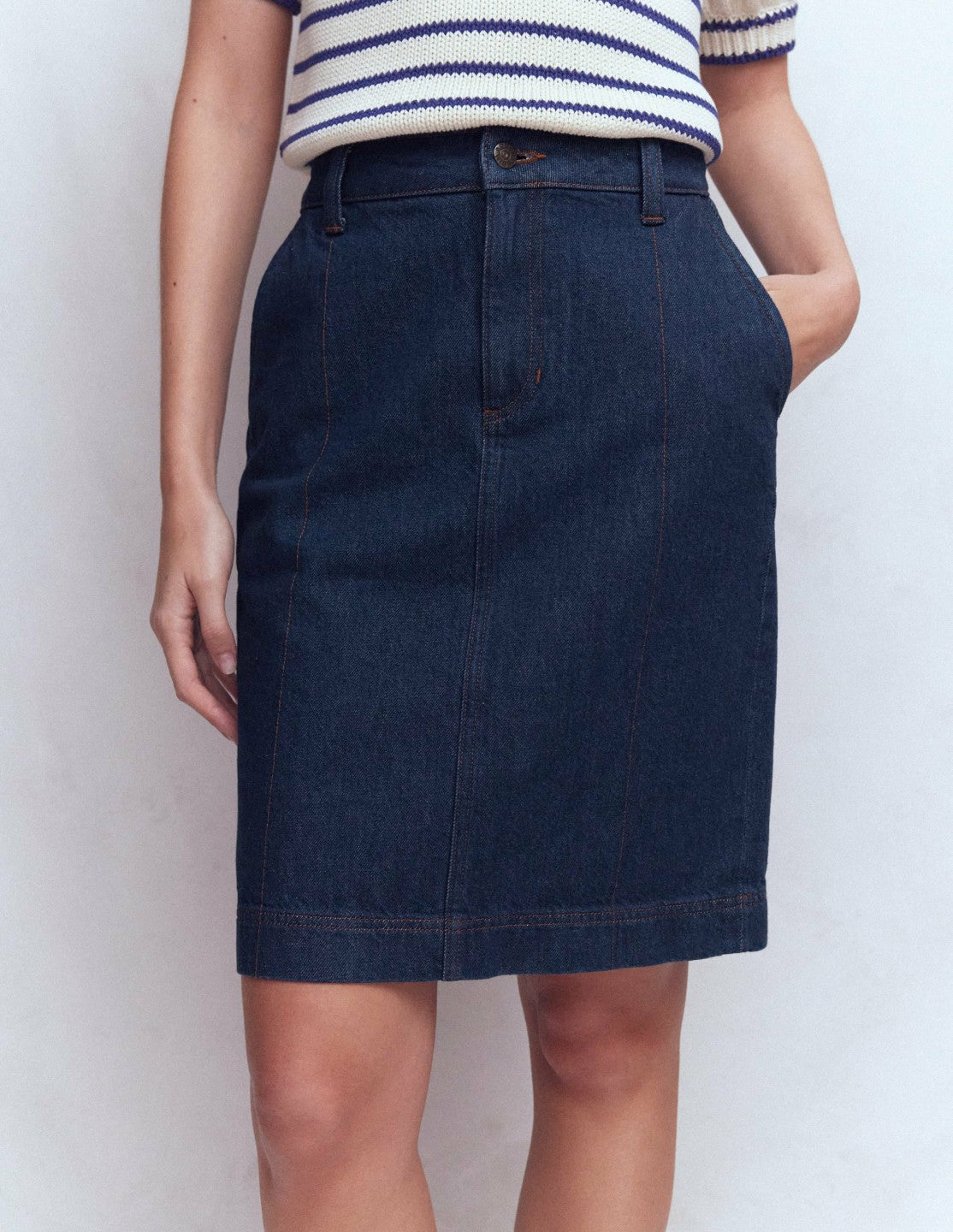 Straight Denim Skirt-Indigo / Boden Online
