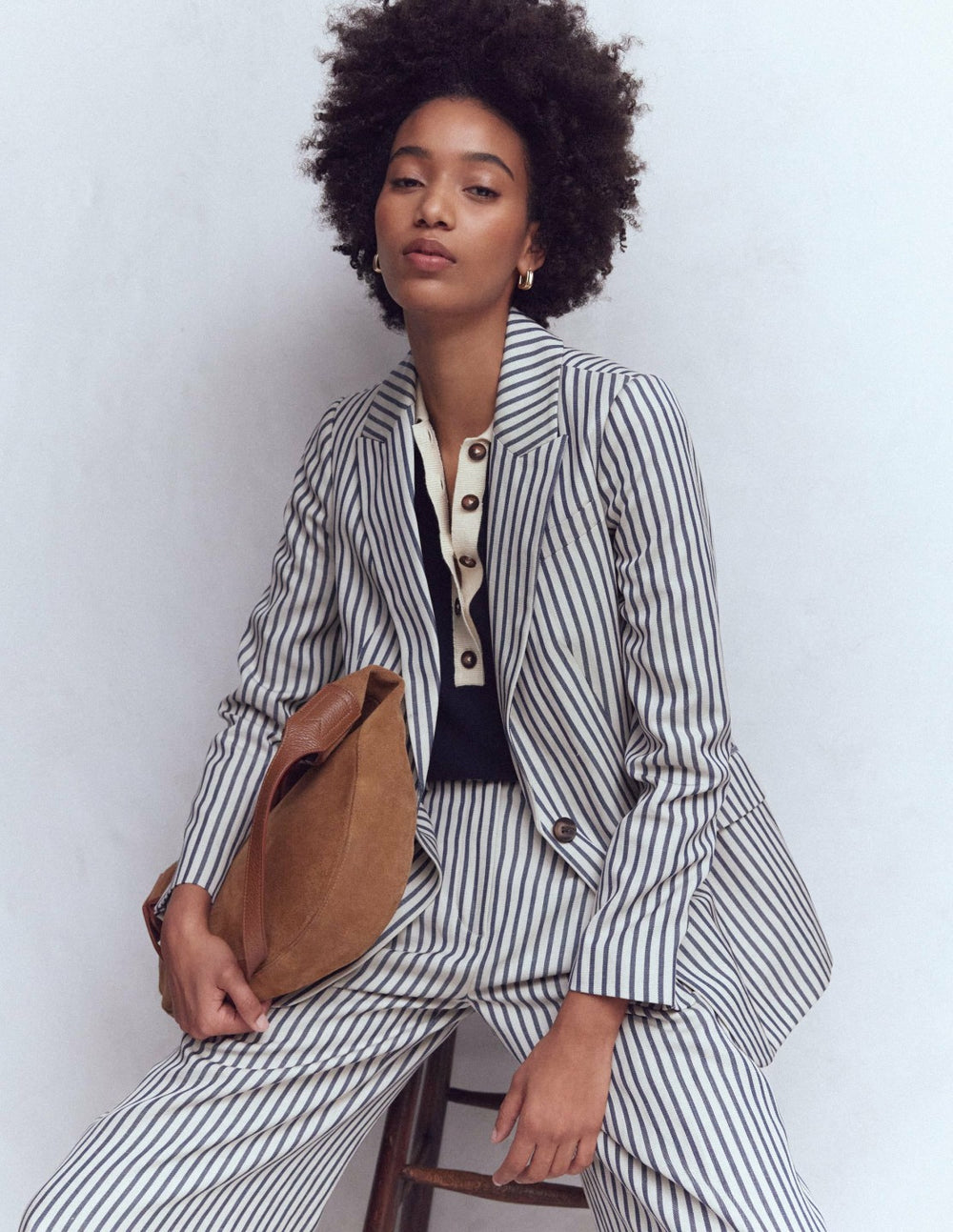 Woodbridge Relaxed Blazer-Blue and Ivory Stripe / Boden On sale