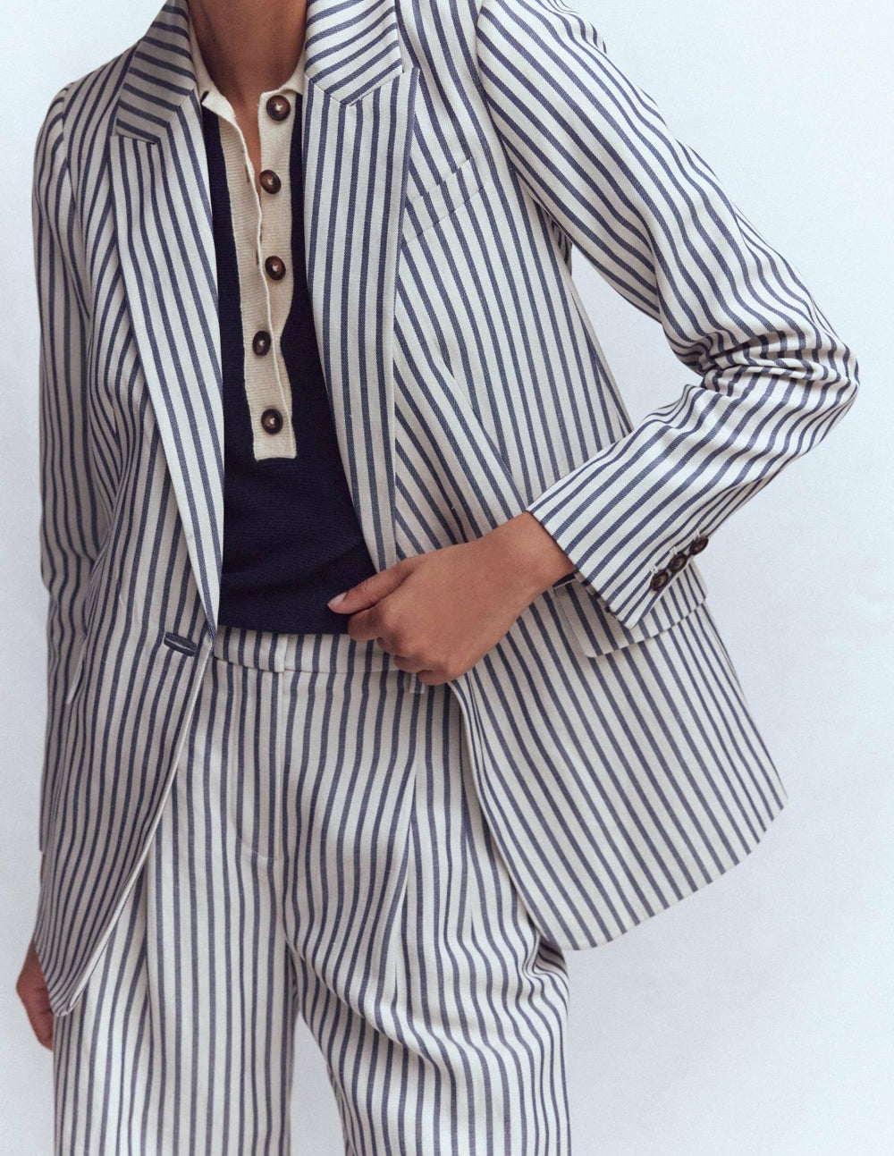 Woodbridge Relaxed Blazer-Blue and Ivory Stripe / Boden On sale