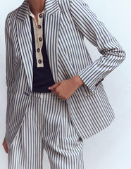 Woodbridge Relaxed Blazer-Blue and Ivory Stripe / Boden On sale