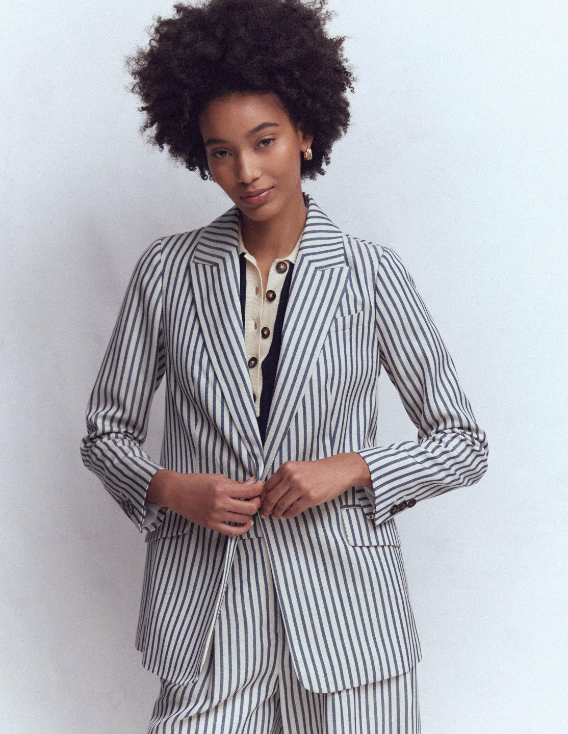Woodbridge Relaxed Blazer-Blue and Ivory Stripe / Boden On sale