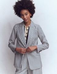 Woodbridge Relaxed Blazer-Blue and Ivory Stripe / Boden On sale
